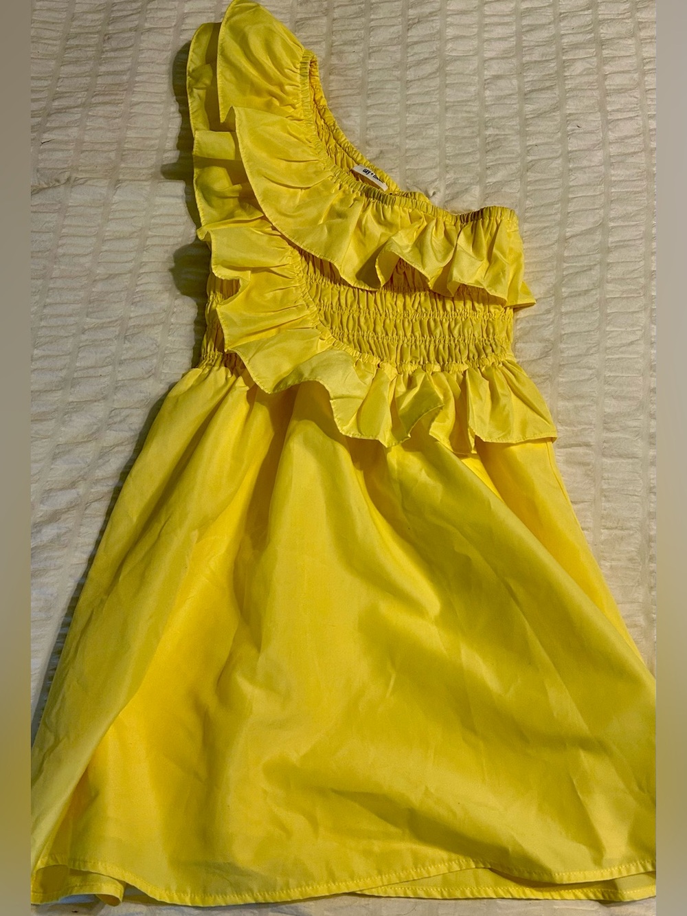 Yellow Ruffle One-Shoulder Women's Dress